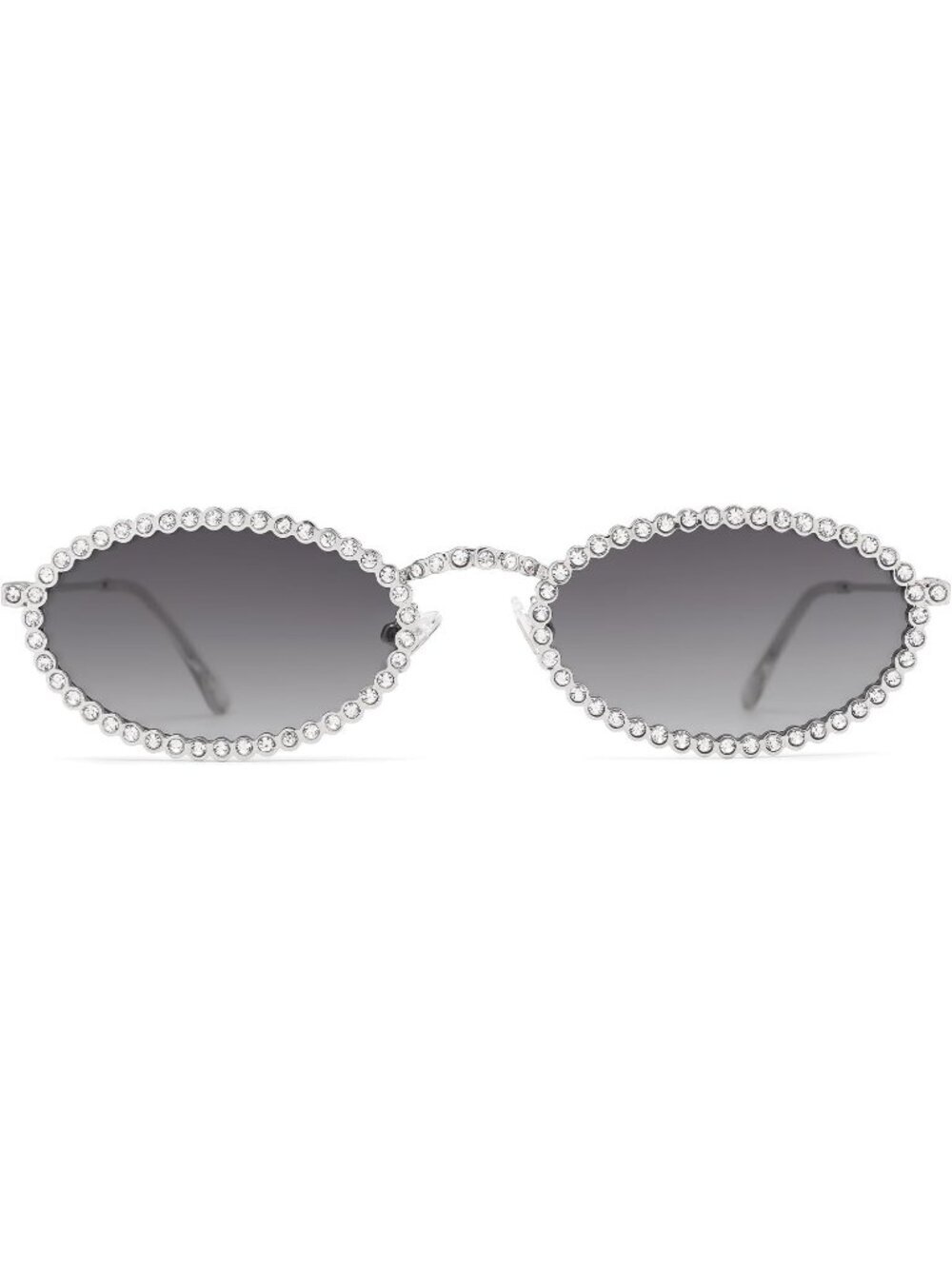 SOJOS Women Retro Oval Rhinestone Sunglasses 90s Style Bling Hippie Disco Grey